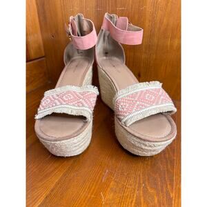 Tommy Hilfiger Platform Espadrille Sandals Womens Sz 11 Pink Jute Wrap Zip Heels